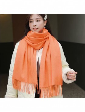 Cashmere-Blend Solid Coloured Scarf W/ Tassels